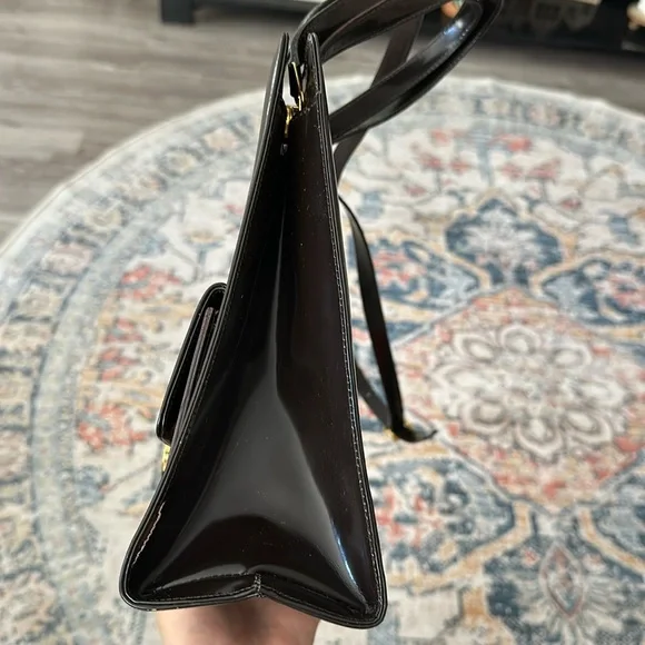 Authentic Salvatore Ferragamo Handbag Gancini Leather Brown Bag Vintage - Picture 9 of 16